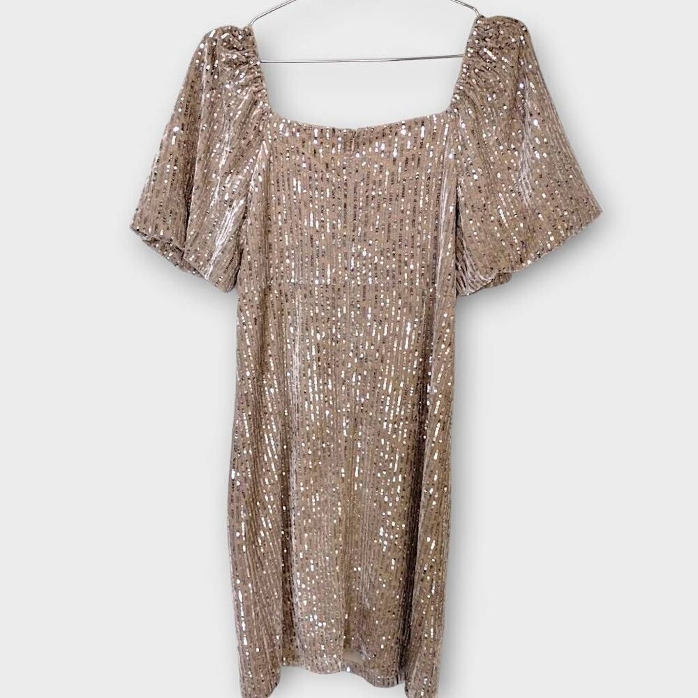 Julia Jordan Womens Dress Sz 10 Sequin Puff-Sleeve Velvet Sheath Dress Wedding‎